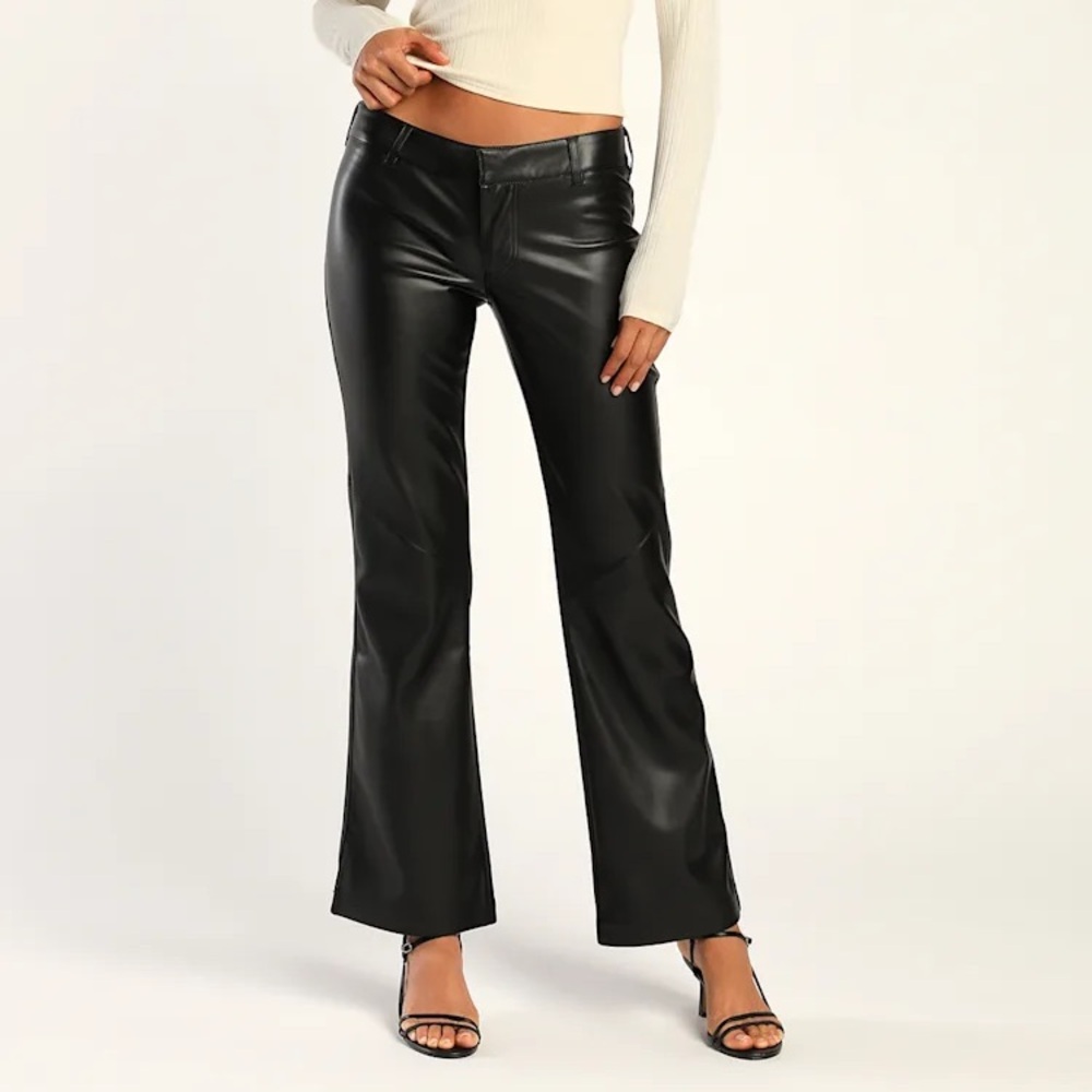 Free People Black Low Rise Faux Leather Pants